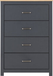 Seconique Portland 4 Drawer Chest In Grey With Oak Effect Finish - thumbnail 4