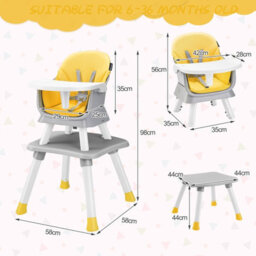 Costway 6-In-1 Baby High Chair Infant Feeding Chair Kids Stool W/removable Tray & Cushion - thumbnail 2