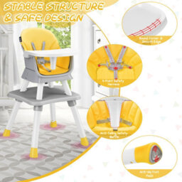 Costway 6-In-1 Baby High Chair Infant Feeding Chair Kids Stool W/removable Tray & Cushion - thumbnail 8