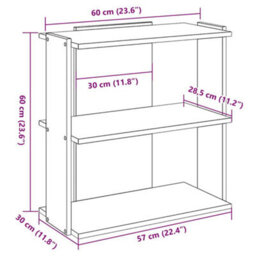 Berkfield Bookcase 3-Tier Old Wood 60X30X60 Cm Engineered Wood - thumbnail 9