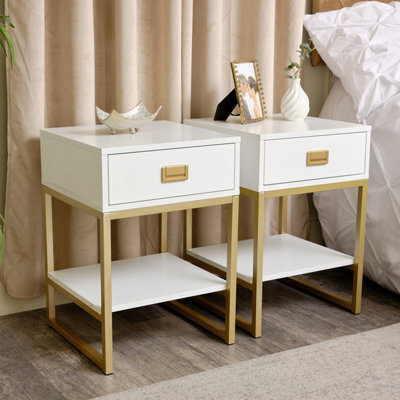 Melody Maison Pair Of One Drawer Bedside Tables - Elle White Range - image 1