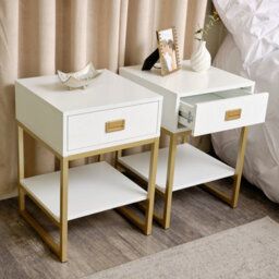 Melody Maison Pair Of One Drawer Bedside Tables - Elle White Range - thumbnail 5