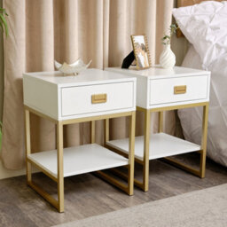 Melody Maison Pair Of One Drawer Bedside Tables - Elle White Range - thumbnail 1
