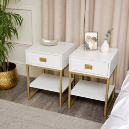 Melody Maison Pair Of One Drawer Bedside Tables - Elle White Range - thumbnail 4