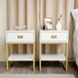 Melody Maison Pair Of One Drawer Bedside Tables - Elle White Range - thumbnail 3