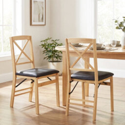 Gainoom Folding Black Dining Chairs Set Of 2 Kitchen Side Chairs With Padded Seat Cross Backrest - thumbnail 4