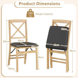 Gainoom Folding Black Dining Chairs Set Of 2 Kitchen Side Chairs With Padded Seat Cross Backrest - thumbnail 2