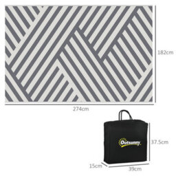 Outsunny Reversible Waterproof Outdoor Rug W/ Carry Bag, 182 X 274Cm, Grey - thumbnail 3