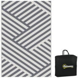 Outsunny Reversible Waterproof Outdoor Rug W/ Carry Bag, 182 X 274Cm, Grey - thumbnail 2