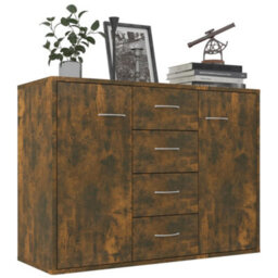 Berkfield Sturdy Sideboard Smoked Oak 88X30X65 Cm Engineered Wood - thumbnail 3