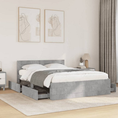 Walplus Bed Frame With Headboard Without Mattress Concrete Grey 140X200 Cm - image 1