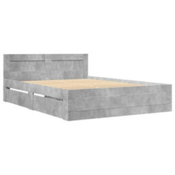 Walplus Bed Frame With Headboard Without Mattress Concrete Grey 140X200 Cm - thumbnail 3