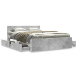 Walplus Bed Frame With Headboard Without Mattress Concrete Grey 140X200 Cm - thumbnail 4