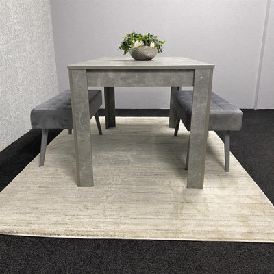 Kosy Koala Dining Table Set Of Modern Grey Table And 2 Grey Velvet Benches Dining Room Furniture - image 1