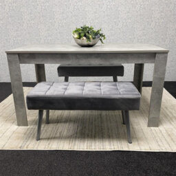 Kosy Koala Dining Table Set Of Modern Grey Table And 2 Grey Velvet Benches Dining Room Furniture - thumbnail 6