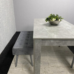 Kosy Koala Dining Table Set Of Modern Grey Table And 2 Grey Velvet Benches Dining Room Furniture - thumbnail 8