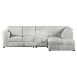 Furnishings For Less UK Luxor Silver Jumbo Cord Large 5 Seater Corner Sofa Long Right Hand Facing - Full Back - thumbnail 1