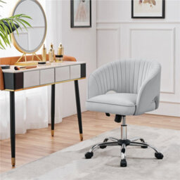 Yaheetech Accent Armchair With Tufted Barrel - Light Grey / Velvet - thumbnail 1