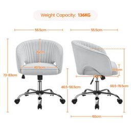 Yaheetech Accent Armchair With Tufted Barrel - Light Grey / Velvet - thumbnail 3