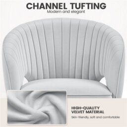 Yaheetech Accent Armchair With Tufted Barrel - Light Grey / Velvet - thumbnail 6