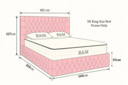 5Ft King Bed Frame - Chesterfield Upholstered Winged Bed Frame - Pink Plush Velvet Fabric - thumbnail 4
