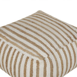 Wyld And Coco Casanova Pouffe Beige White 60 X 60 X 30 Cm - Jute And Cotton Abstract Stripe - thumbnail 3
