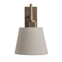Industville Henley Wall Light - Natural Cotton Shade, Small Cotton Empire, Brass Wall Holder