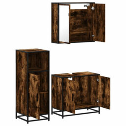 Berkfield 3 Piece Bathroom Furniture Set Smoked Oak Engineered Wood - thumbnail 6