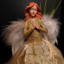 Samuel Alexander 25Cm Christmas Angel Tree Topper Decoration With Feather Wings In Gold - thumbnail 6
