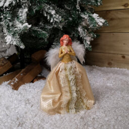 Samuel Alexander 25Cm Christmas Angel Tree Topper Decoration With Feather Wings In Gold - thumbnail 3