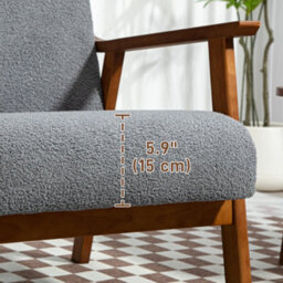 Homcom Boucle Accent Chair Armchair W/ Wide Seat For Living Room Bedroom, Grey - thumbnail 8