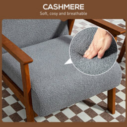 Homcom Boucle Accent Chair Armchair W/ Wide Seat For Living Room Bedroom, Grey - thumbnail 5