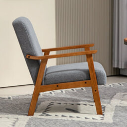 Homcom Boucle Accent Chair Armchair W/ Wide Seat For Living Room Bedroom, Grey - thumbnail 7