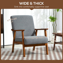 Homcom Boucle Accent Chair Armchair W/ Wide Seat For Living Room Bedroom, Grey - thumbnail 4