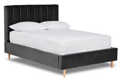 Divan Base Direct Solara Vertical Paneled Fabric Bed Base Only 6Ft Super King- Verlour Ebony