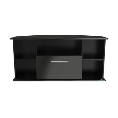 Harrow Corner Tv Unit In Black Gloss (Ready Assembled) - image 1