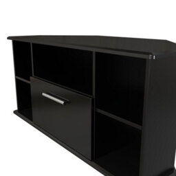 Harrow Corner Tv Unit In Black Gloss (Ready Assembled) - thumbnail 4