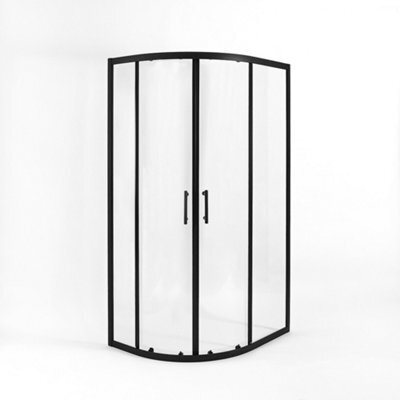 Homestylestore Black Left Hand Quadrant Shower Enclosure With White Tray And Fast Flow Waste 1200 X 800mm - image 1