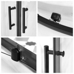 Homestylestore Black Left Hand Quadrant Shower Enclosure With White Tray And Fast Flow Waste 1200 X 800mm - thumbnail 3
