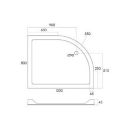 Homestylestore Black Left Hand Quadrant Shower Enclosure With White Tray And Fast Flow Waste 1200 X 800mm - thumbnail 5