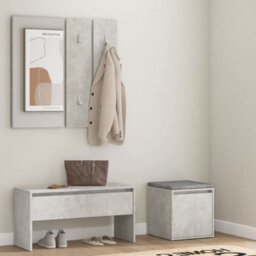Walplus Hallway Furniture Set Concrete Grey Engineered Wood