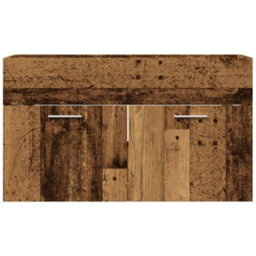 Berkfield Bathroom Sink Cabinet Old Wood 90X38.5X46 Cm Engineered Wood - thumbnail 4