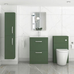 Royal Bathrooms Turin Matt Green 2 Drawer Floor Standing Vanity Unit With Minimalist Basin - thumbnail 4