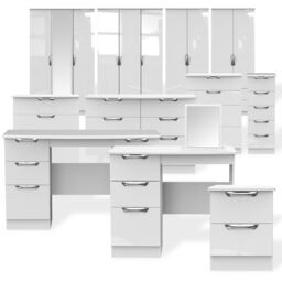 Chelsea Ready Assembled Contemporary Gloss White Tall Triple With Mirror Wardrobe (H)1970mm (W)1110mm (D)530mm - thumbnail 2