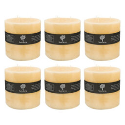 Nicola Spring Round 3 Wick Vanilla Pillar Candles - 130 Hours - Cream - Pack Of 6 - thumbnail 1