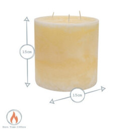 Nicola Spring Round 3 Wick Vanilla Pillar Candles - 130 Hours - Cream - Pack Of 6 - thumbnail 3