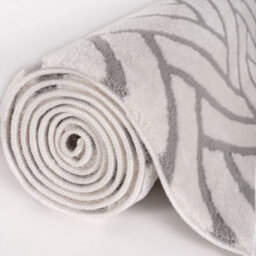 The Rugs Loft Light Grey And Ivory Herringbone Living Room Area Rug And Runners Soft Pile - thumbnail 8