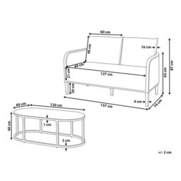 Beliani Garden Lounge Set With Table 2 Seater Montefalco Metal White - thumbnail 3