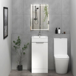 Royal Bathrooms Royal Bathroom Turin 400mm Floor Standing Cloakroom Vanity Unit With 1 Tap Hole Ceramic Basin 1 Door Storage Cabinet - Gloss White - thumbnail 4