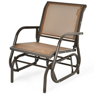 Costway Outdoor Swing Glider Chair Patio Garden Rocking Chair W/ Metal Frame